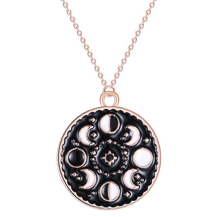 Rose Gold Astrology Moon Pendant Necklace – Stainless Steel