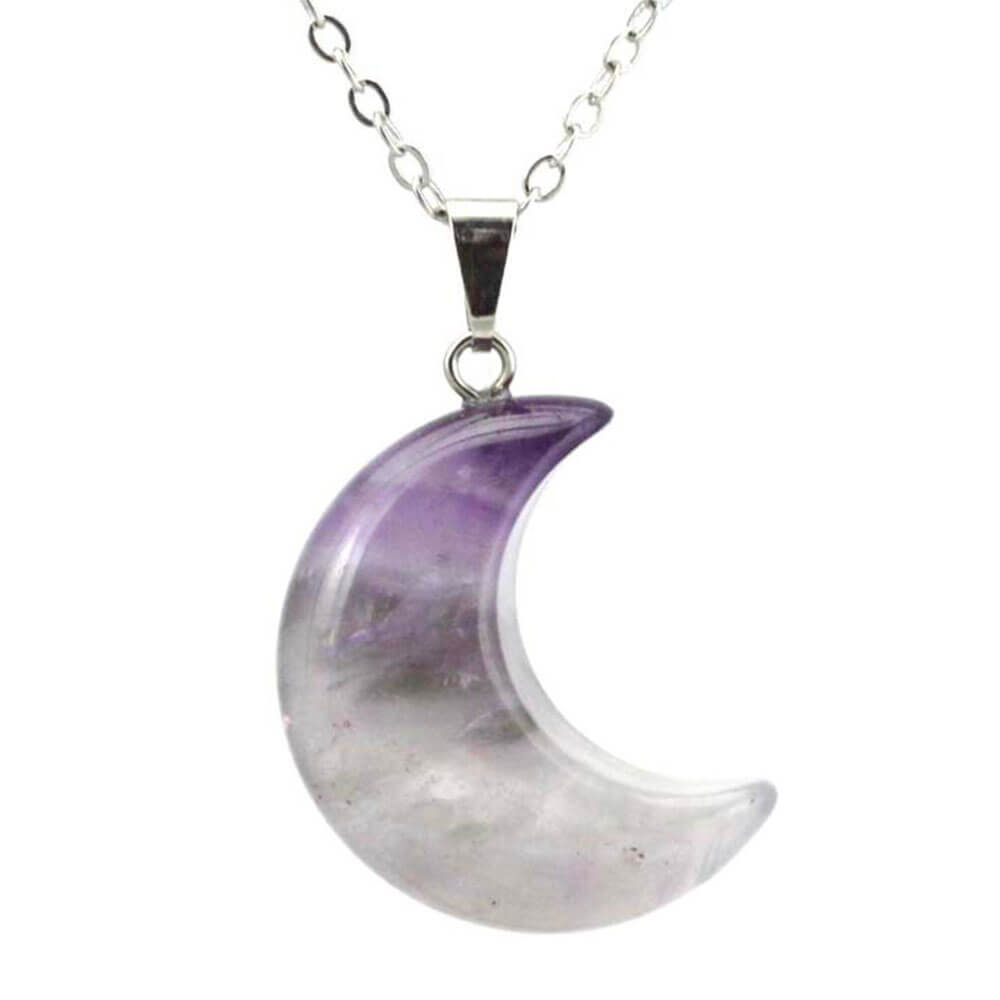 Amethyst Crescent Moon Pendant Necklace