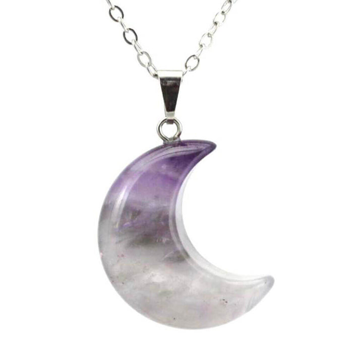 Amethyst Crescent Moon Pendant Necklace