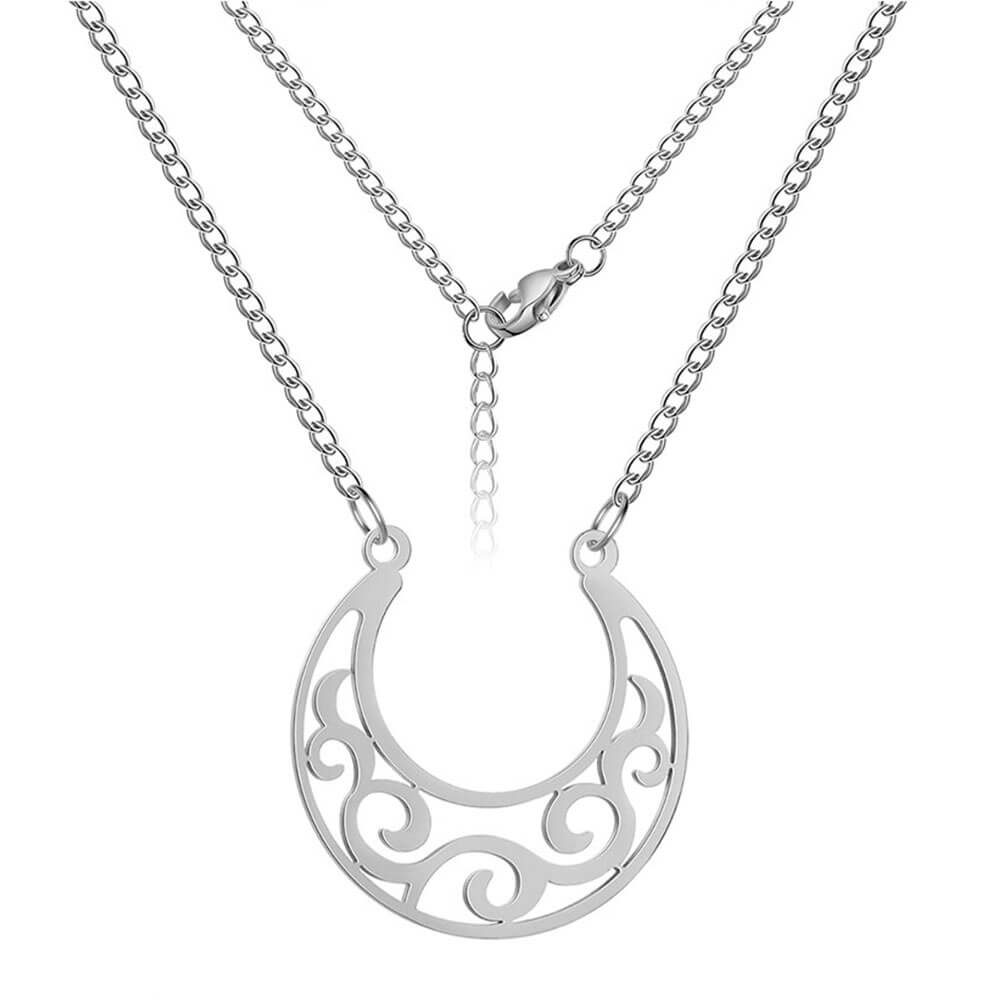 Silver Wiccan Moon Pendant Necklace