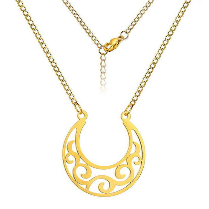 Gold Wiccan Moon Pendant Necklace
