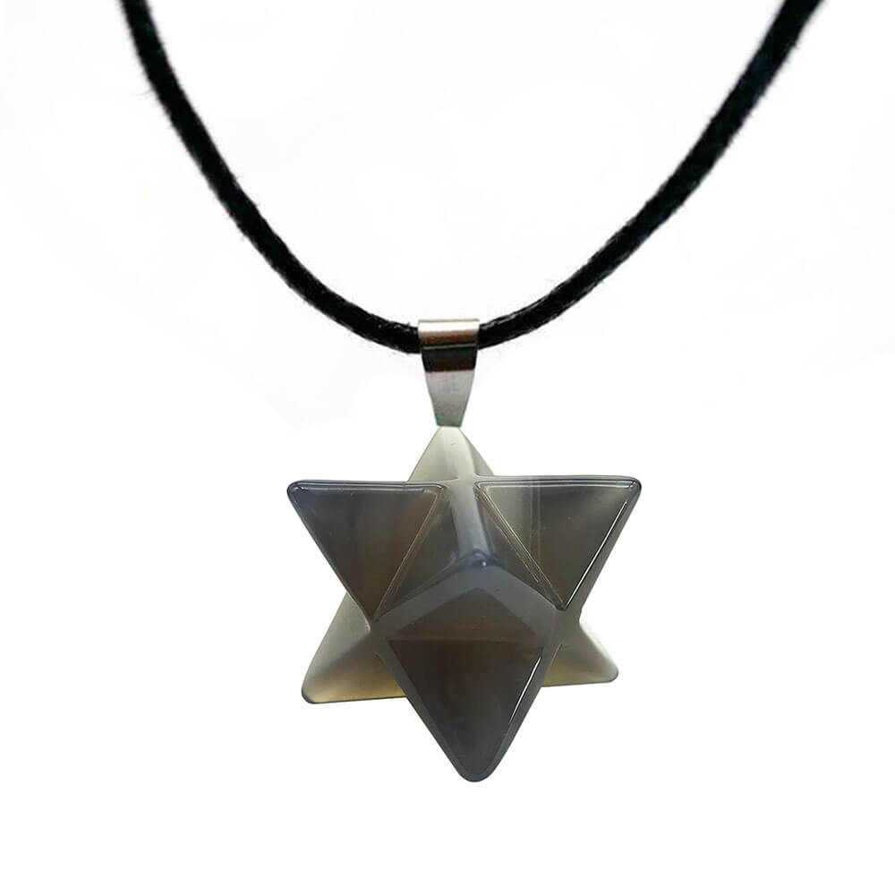 Grey Agate Merkaba Pendant Necklace
