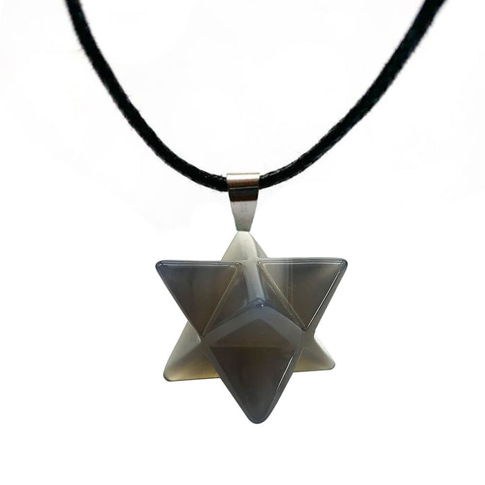 Grey Agate Merkaba Pendant Necklace