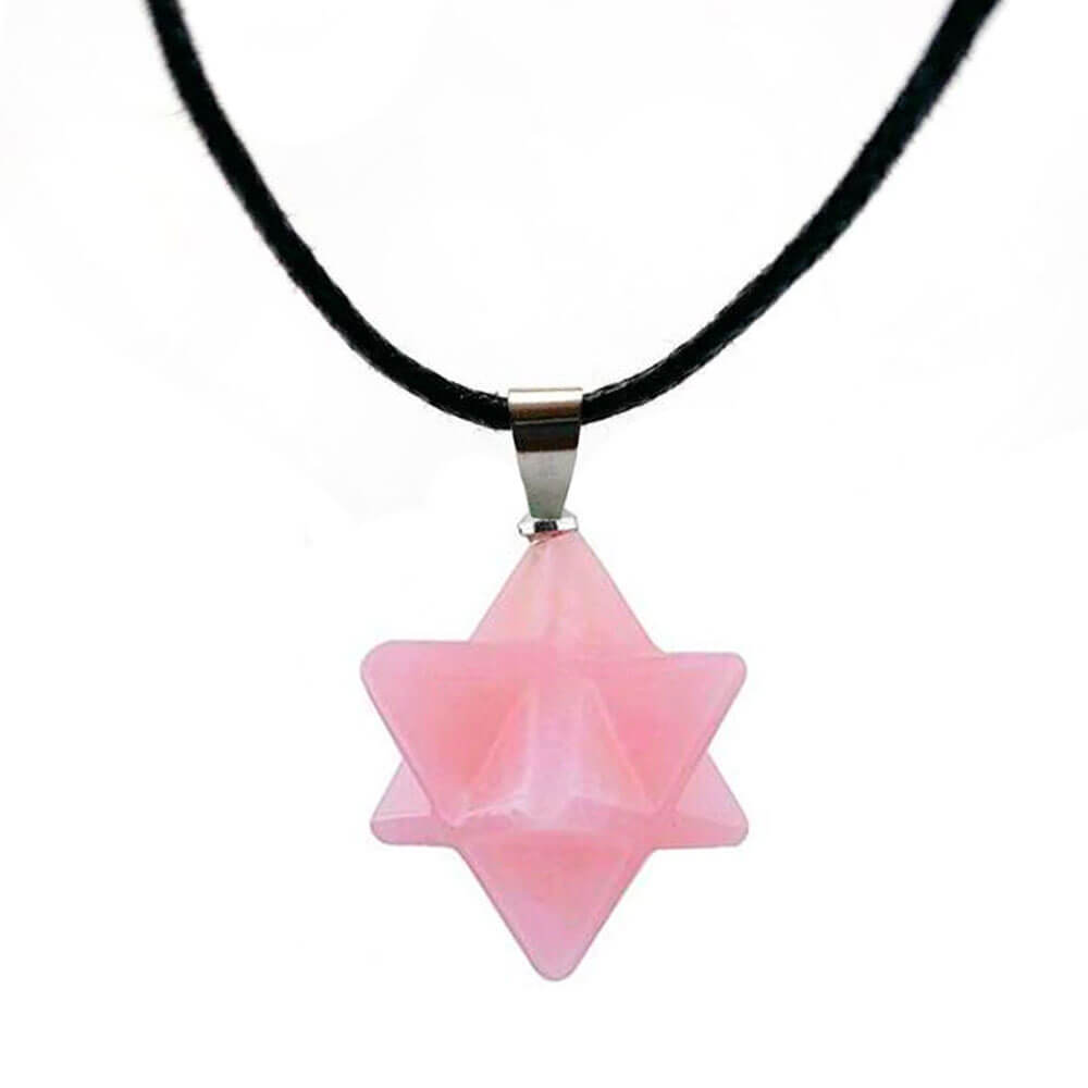 Pink Quartz Merkaba Pendant Necklace
