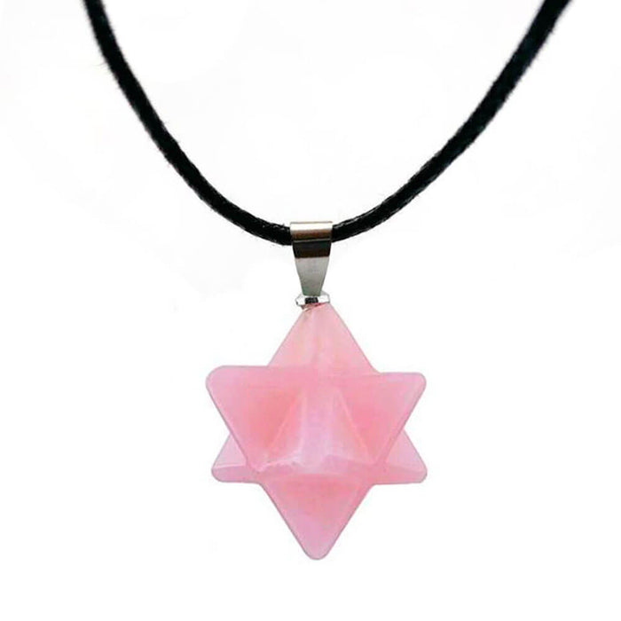 Pink Quartz Merkaba Pendant Necklace