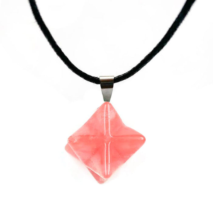 Cherry Pink Quartz Merkaba Pendant Necklace