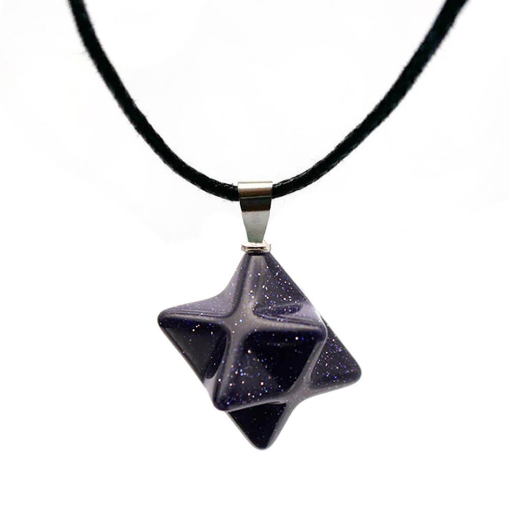 Blue Sandstone Merkaba Pendant Necklace