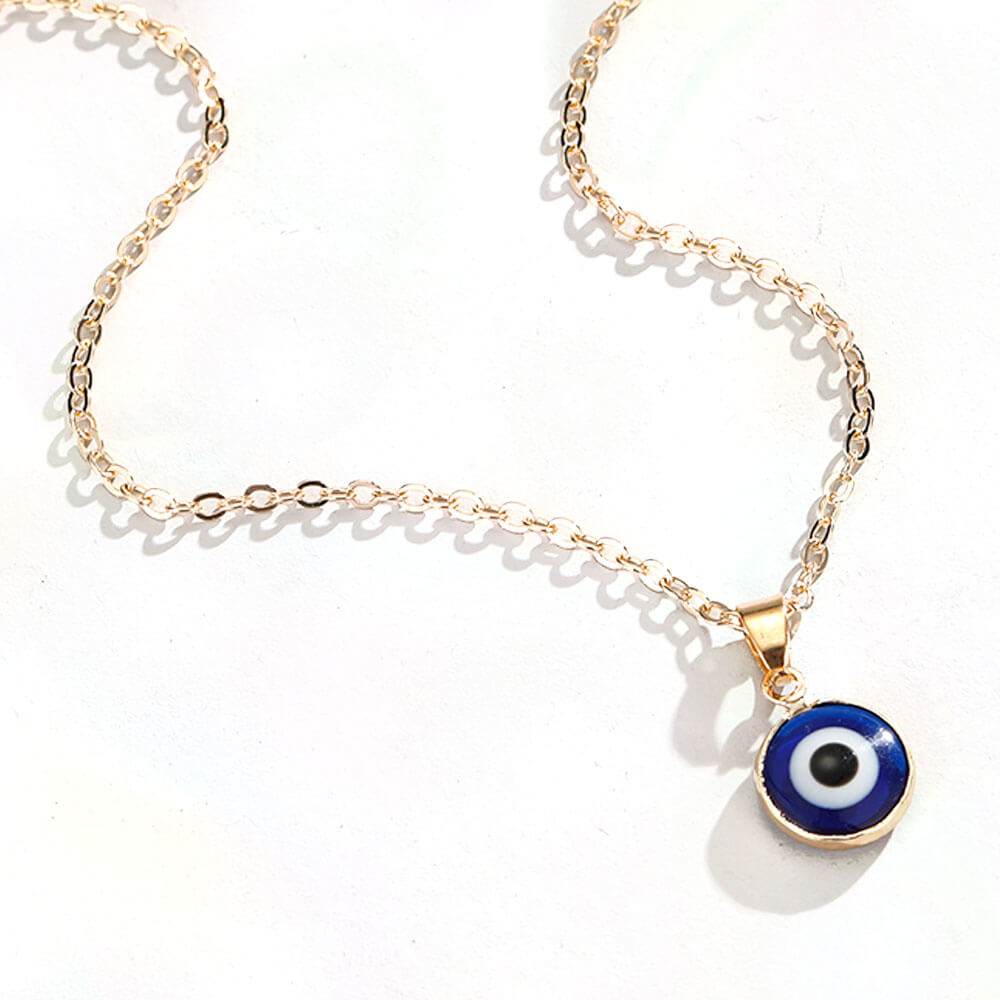 Dark Blue Evil Eye Pendant Necklace