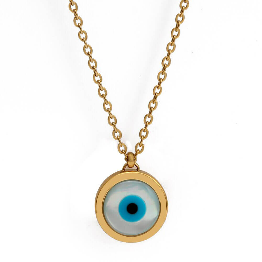 Gold Turkish Evil Eye Amulet Pendant Necklace