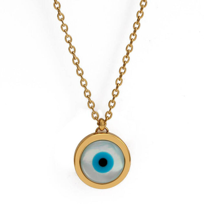 Gold Turkish Evil Eye Amulet Pendant Necklace