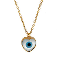 Gold Turkish Evil Eye Heart Pendant Necklace