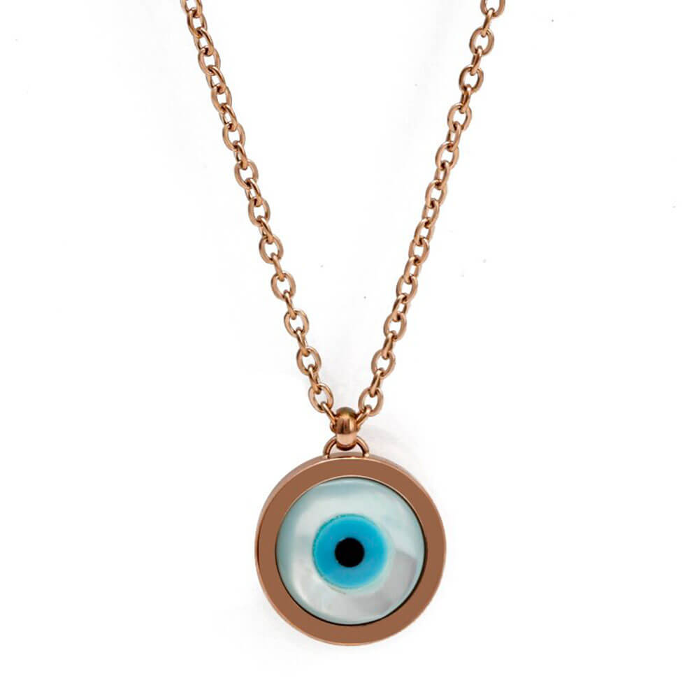 Rose Gold Turkish Evil Eye Amulet Pendant Necklace