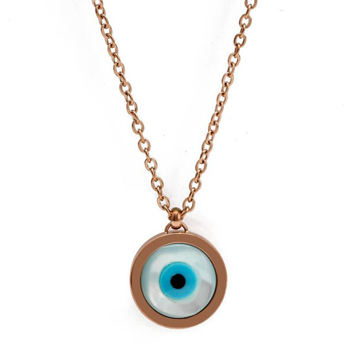 Rose Gold Turkish Evil Eye Amulet Pendant Necklace