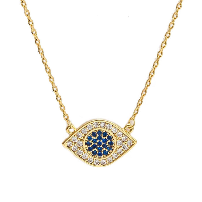 Gold Eye of Fatima Pendant Necklace – Stainless Steel