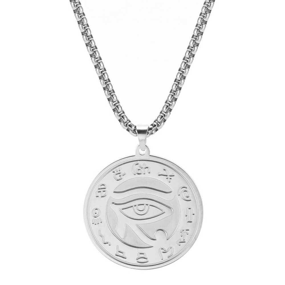 Silver Udjat Eye of Horus Pendant Necklace