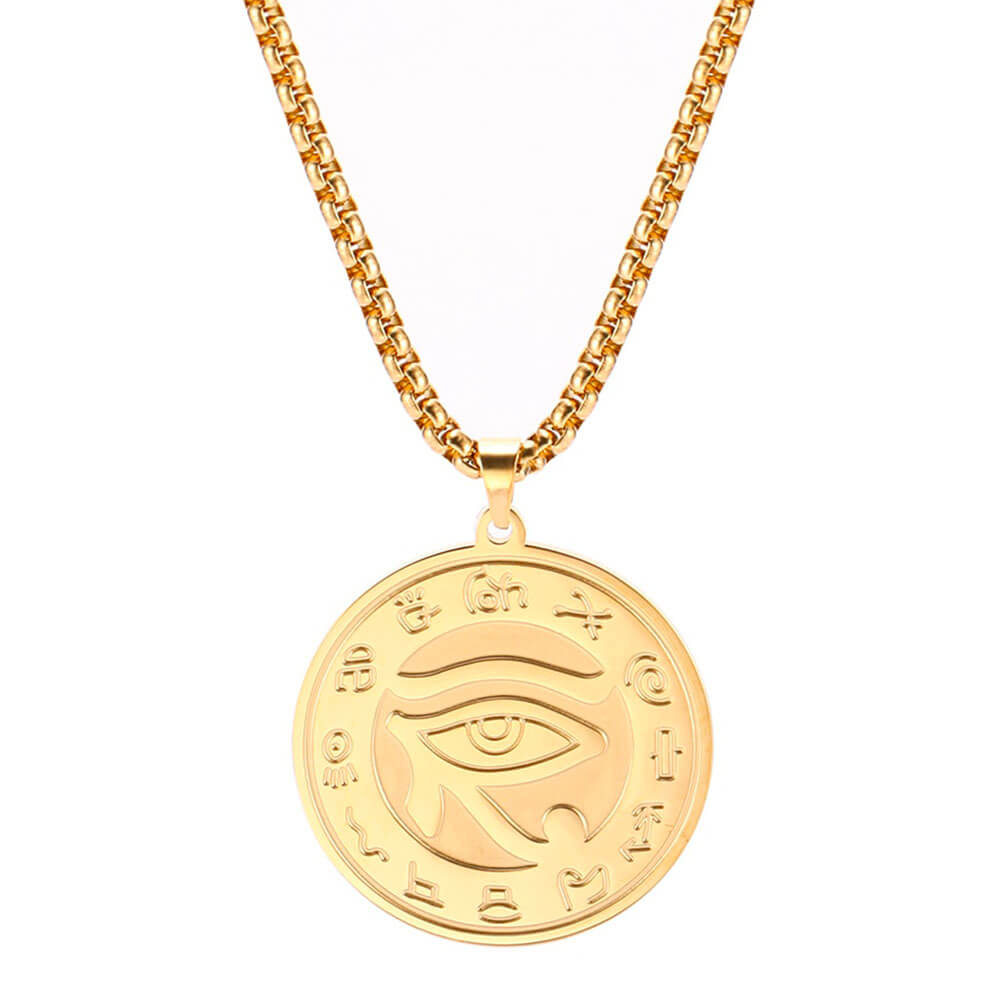 Gold Udjat Eye of Horus Pendant Necklace