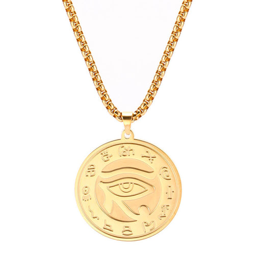 Gold Udjat Eye of Horus Pendant Necklace