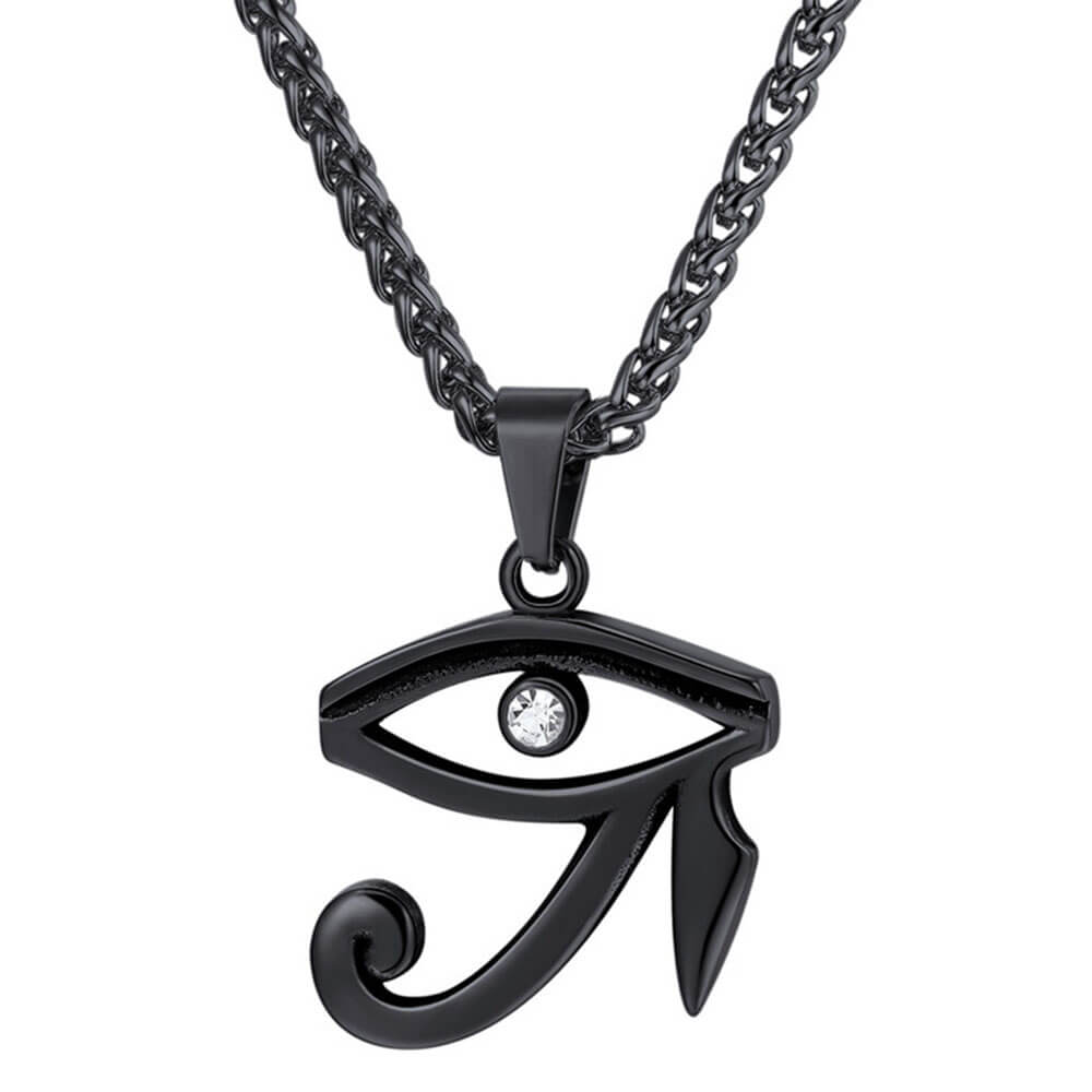 Black Egyptian Udjat Eye of Horus Pendant Necklace