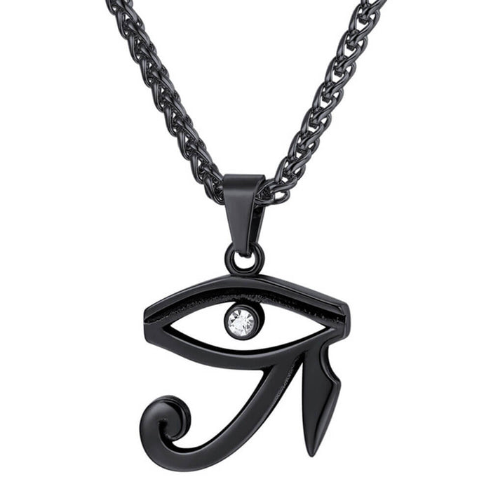 Black Egyptian Udjat Eye of Horus Pendant Necklace