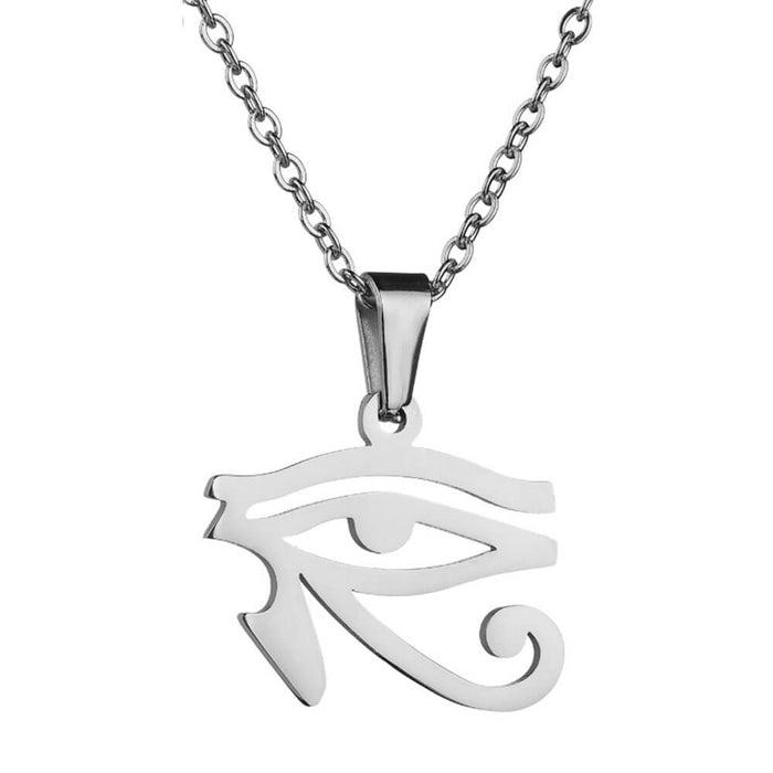 Silver Egyptian Udjat Eye of Horus Pendant Necklace