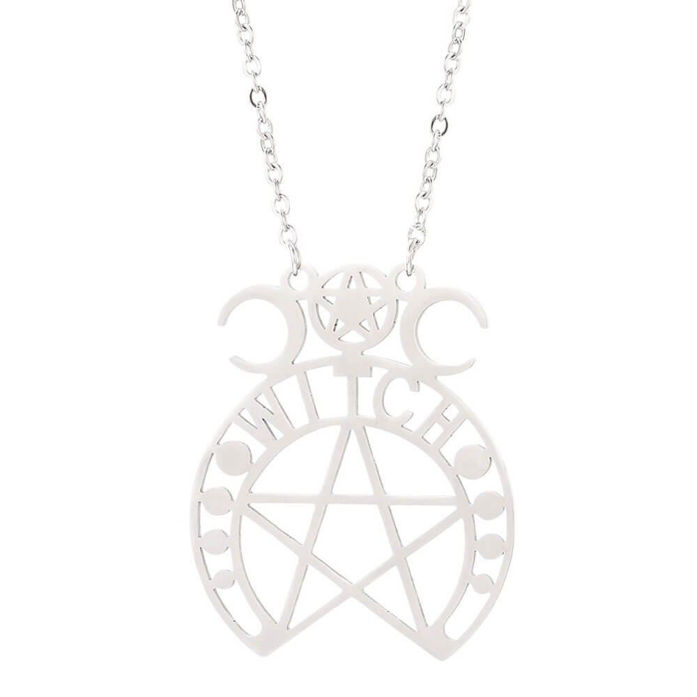 Witch Witch Wiccan Triple Moon Pendant Necklace