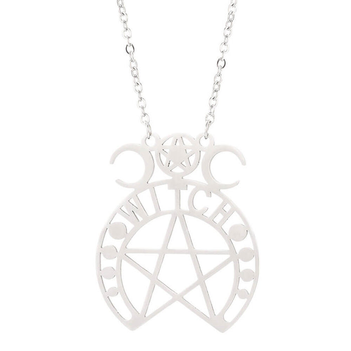 Witch Witch Wiccan Triple Moon Pendant Necklace