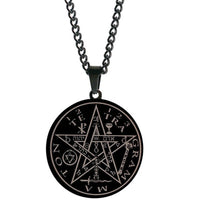 Black Tetragrammaton Pentacle Pendant Necklace – Stainless Steel