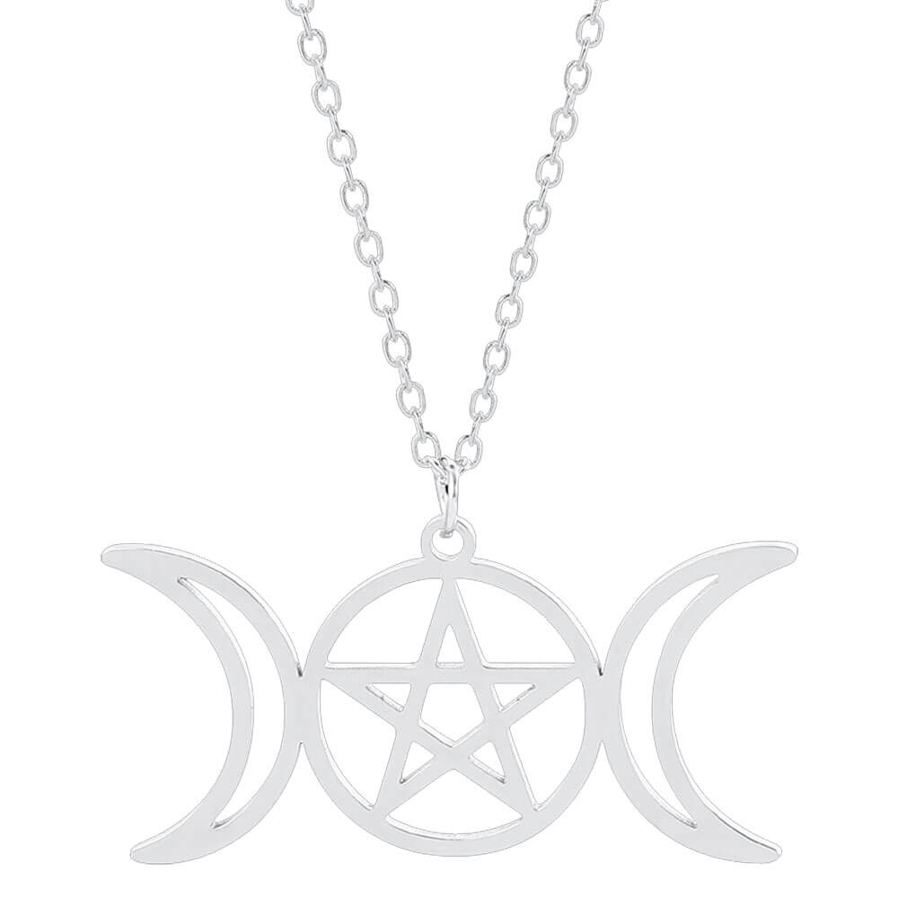 Wiccan Triple Moon Pendant Necklace