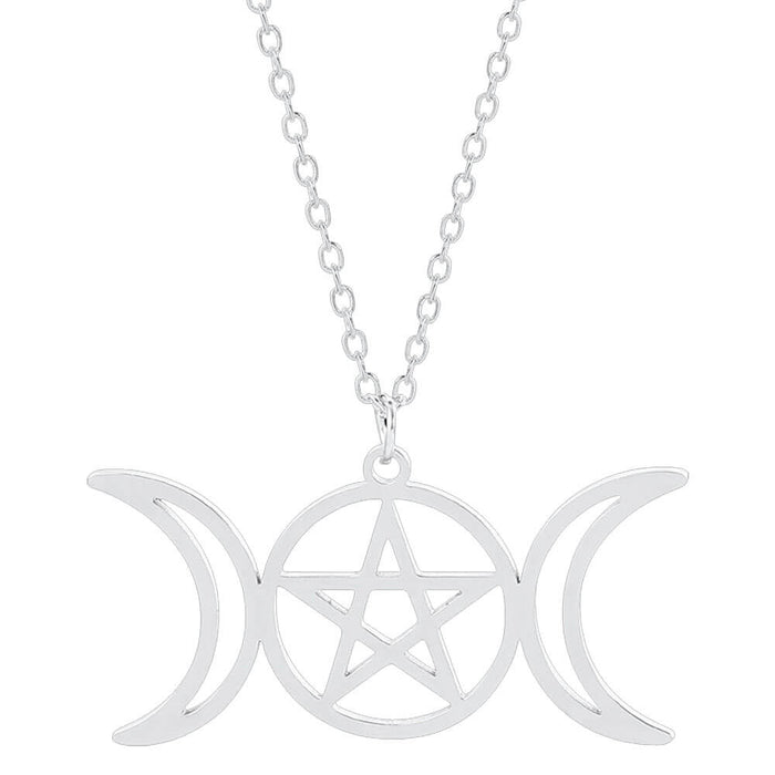 Wiccan Triple Moon Pendant Necklace