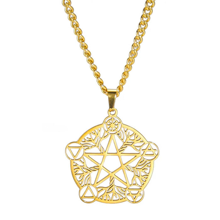 Gold Protection Pentacle Pendant Necklace