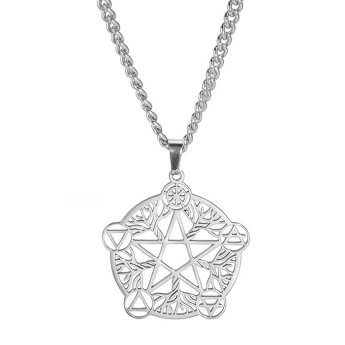 Silver Protection Pentacle Pendant Necklace