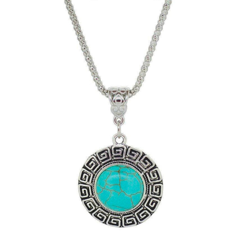 Round Turquoise Pendant Necklace