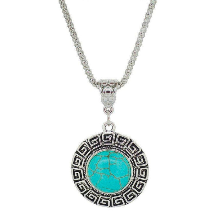Round Turquoise Pendant Necklace