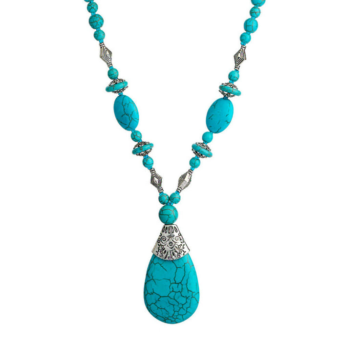 Turquoise Stone Amulet Pendant Necklace