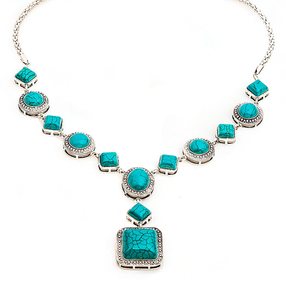 Turquoise Square Amulet Pendant Necklace