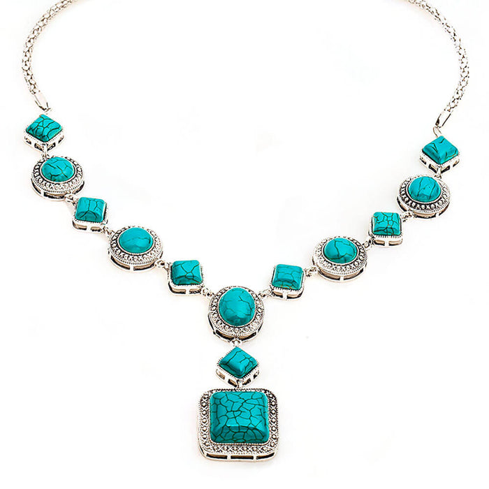 Turquoise Square Amulet Pendant Necklace