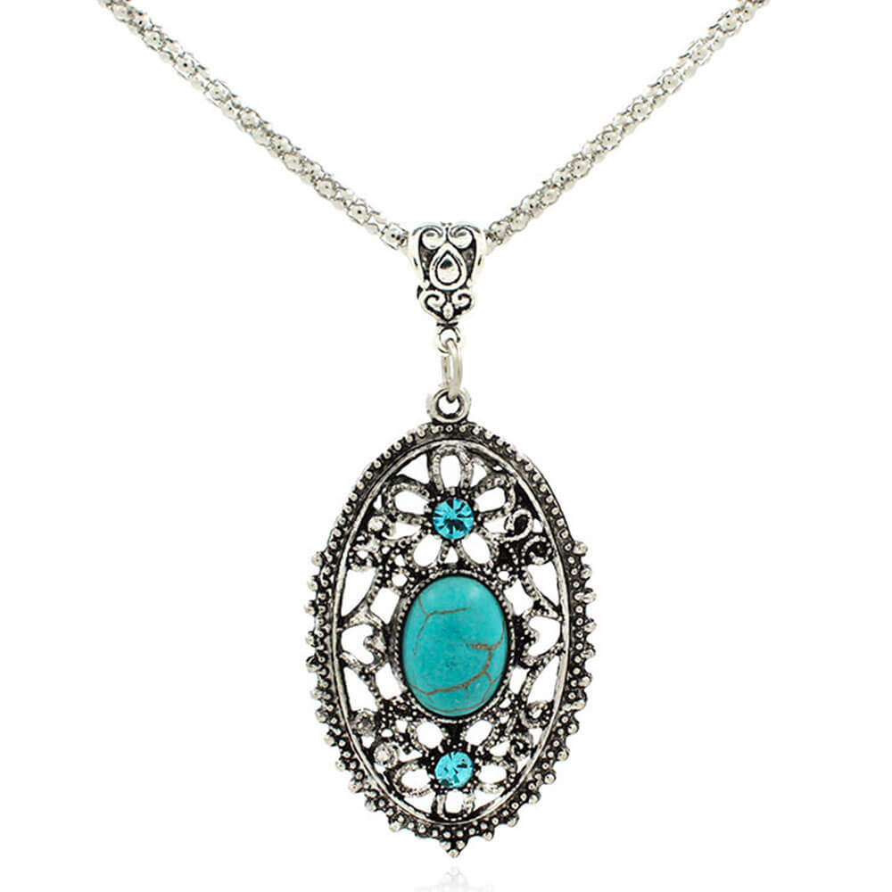 Flower Turquoise Pendant Necklace