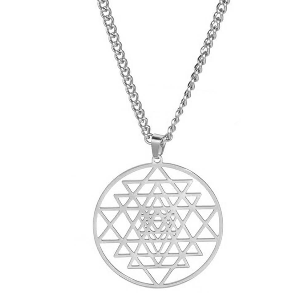 Silver Sri Yantra Pendant Necklace