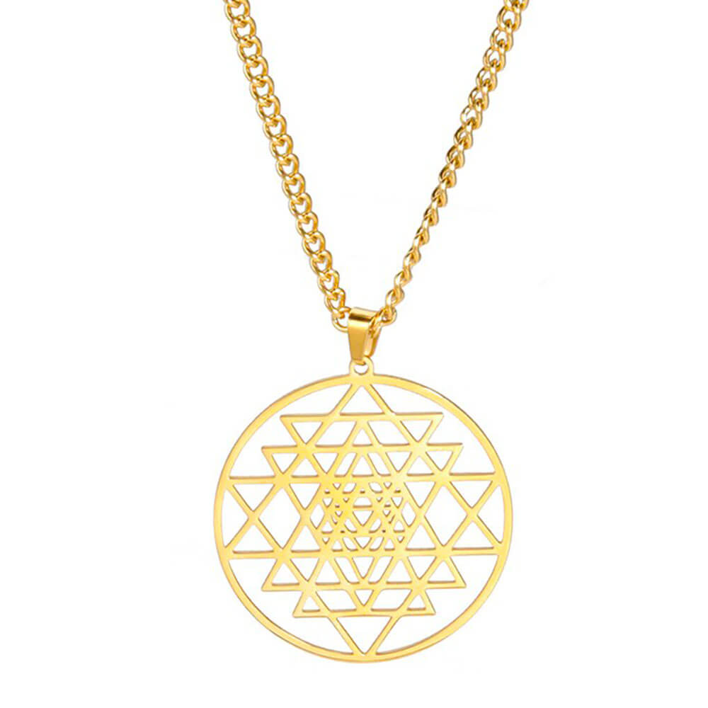 Gold Sri Yantra Pendant Necklace