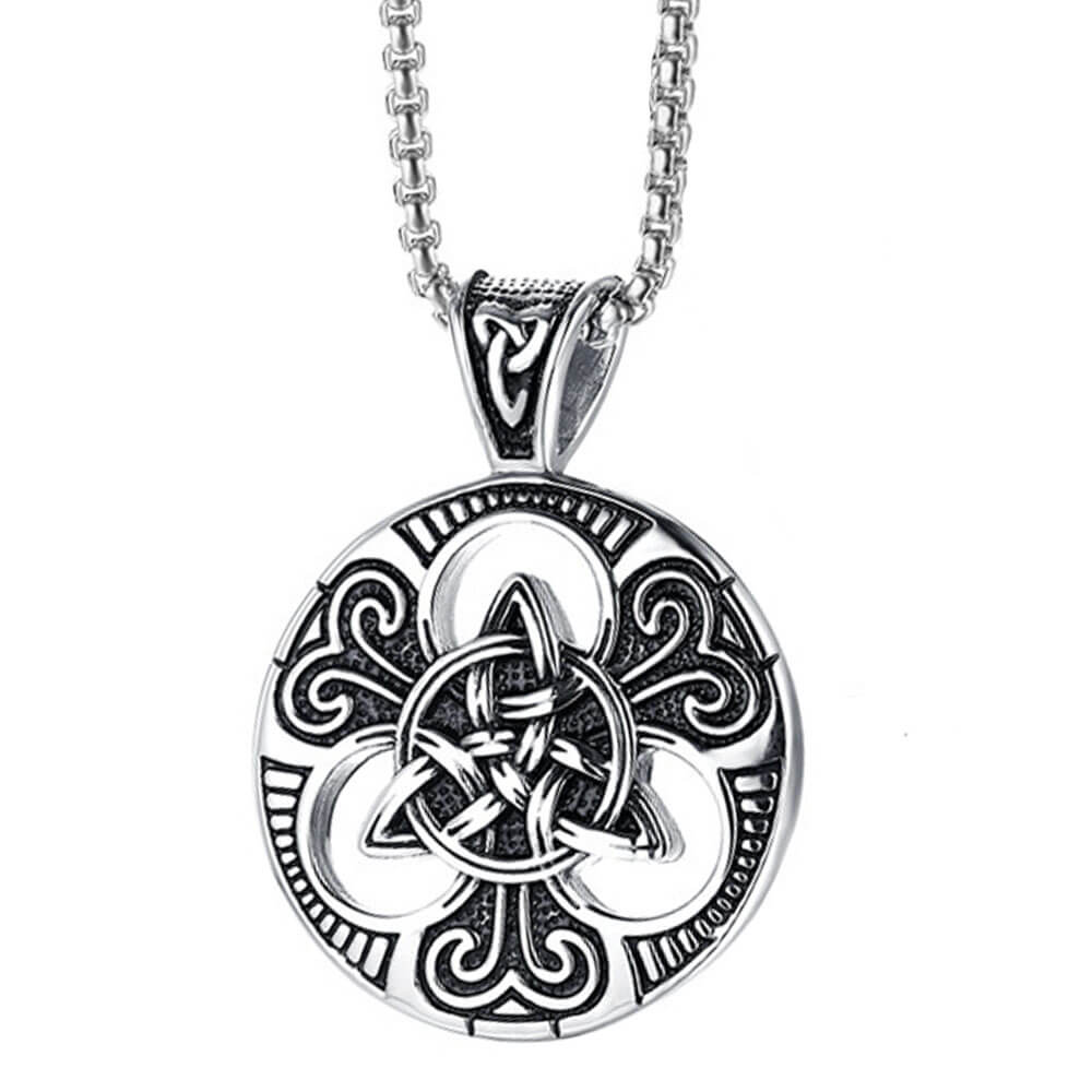 Silver Black Triquetra Pendant Necklace