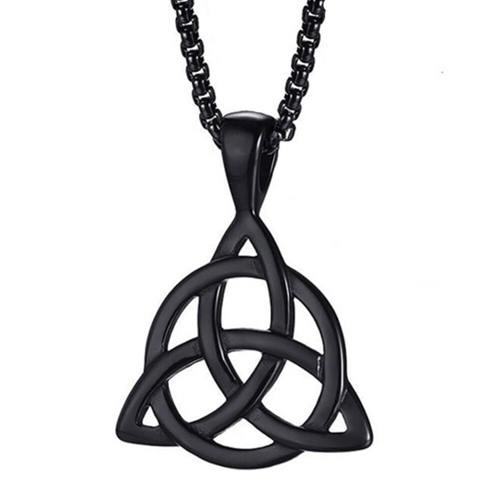 Black Celtic Triquetra Pendant Necklace – Stainless Steel