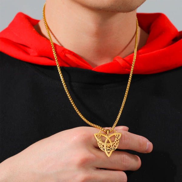 Gold Moon Triquetra Pendant Necklace – Stainless Steel – view 3