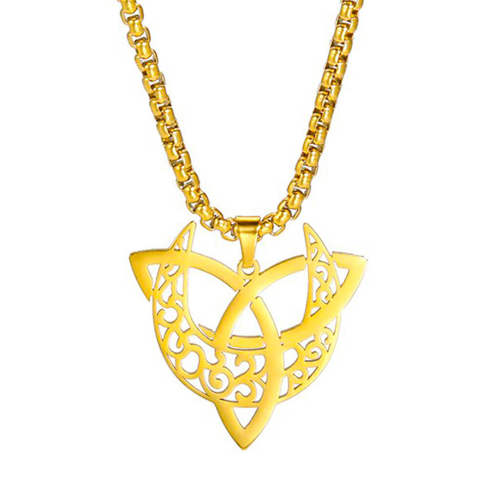 Gold Moon Triquetra Pendant Necklace – Stainless Steel