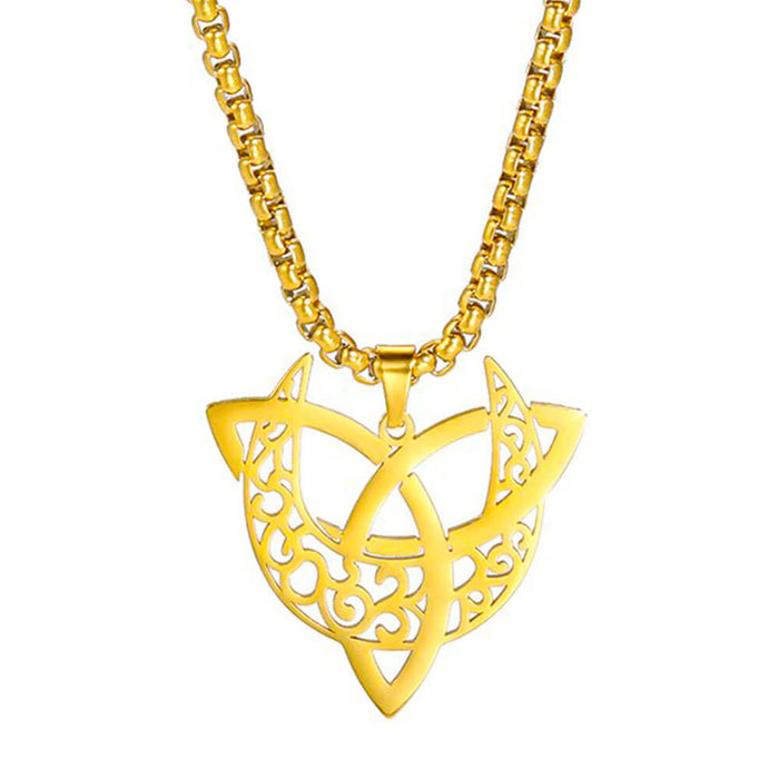 Gold Moon Triquetra Pendant Necklace – Stainless Steel