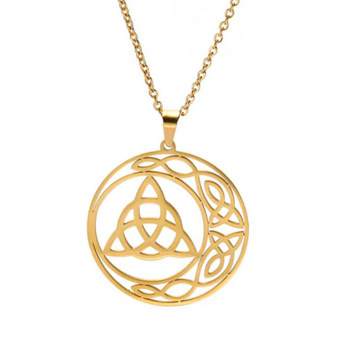 Gold Knots Celtic Triquetra Pendant Necklace – Stainless Steel