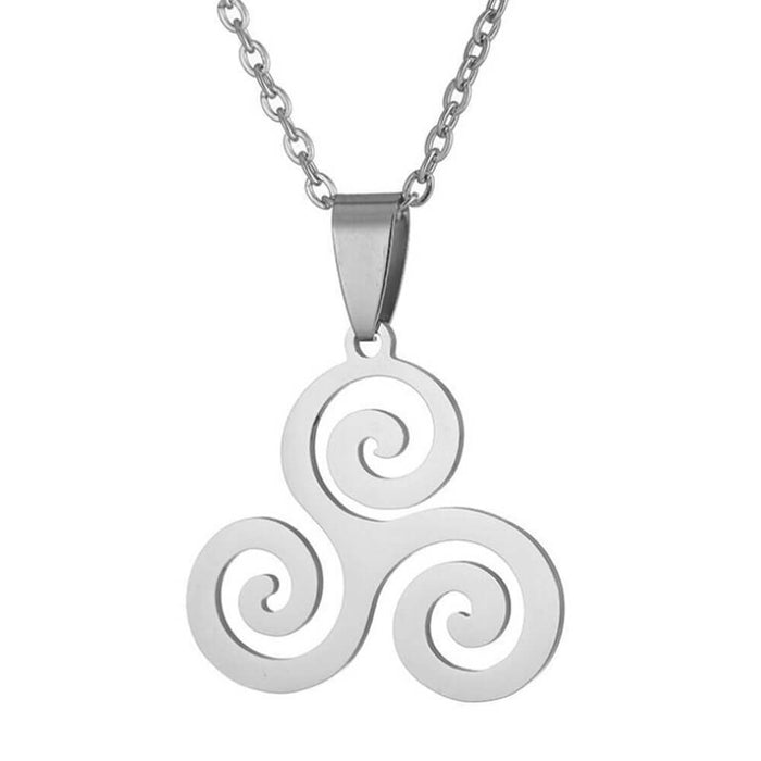 Silver Celtic Triskele Pendant Necklace – Stainless Steel