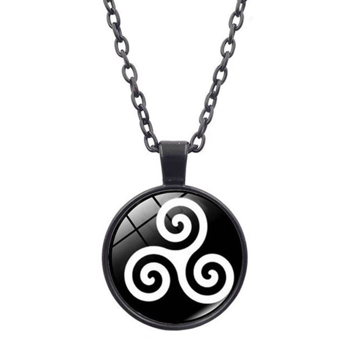 Breton Celtic Triskele Black Pendant Necklace