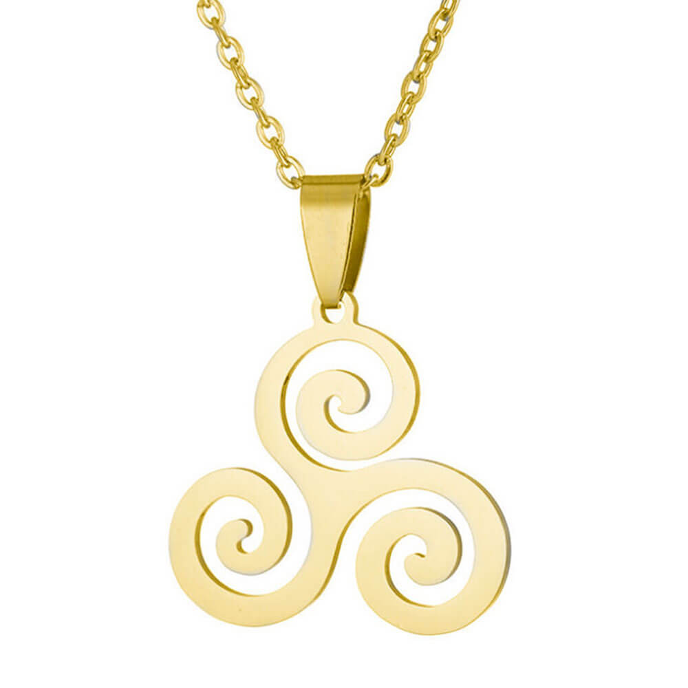 Gold Celtic Triskele Pendant Necklace – Stainless Steel