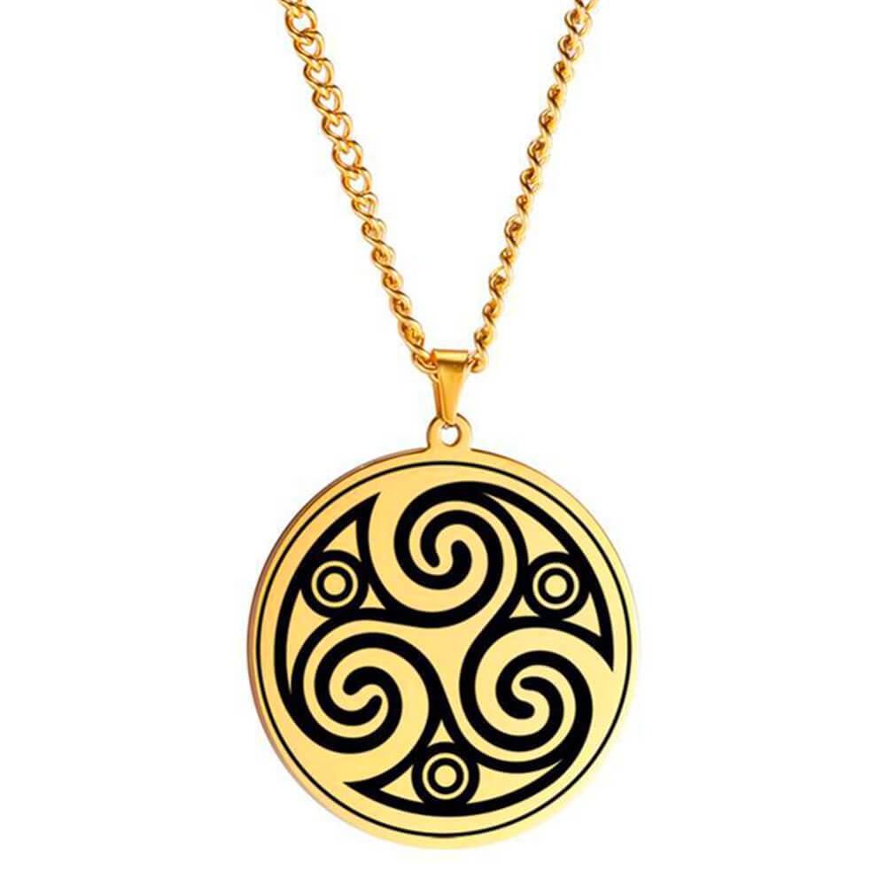 Gold Triskele Pendant Necklace – Stainless Steel