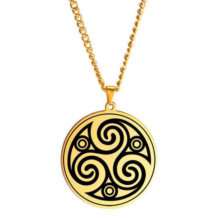 Gold Triskele Pendant Necklace – Stainless Steel